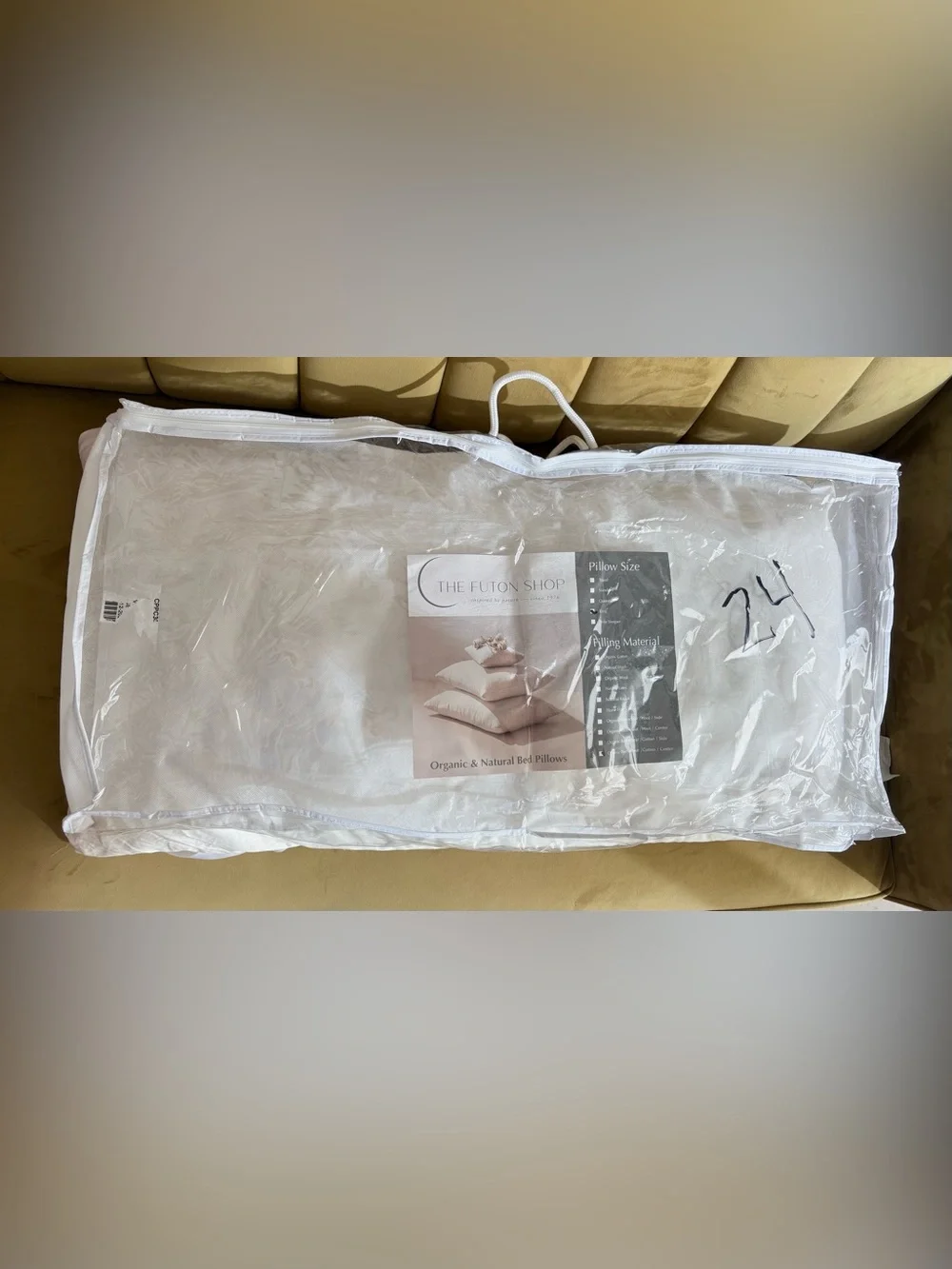 The Futon Shop Organic Cotton Buckwheat King Pillow 20x36 USA New In Case